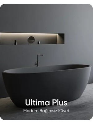 Bathson Ultima Plus Mat Siyah Bağımsız Küvet 180X77X60 cm