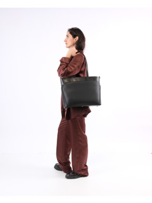 Saraci Leather Craft Büyük Boy Kadın Omuz Çantası, Iş Okul ve Günlük Kullanım Için Vegan Deri Çanta