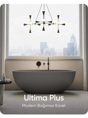 Bathson Ultima Plus Mat Gri Bağımsız Küvet 180X77X60 cm