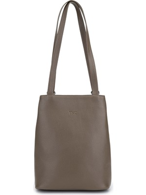 Tamer Tanca Kadın Hakiki Deri Bej Sırt & Omuz Çantası 1023 067 Bn Canta Y24 Vızon Fltr