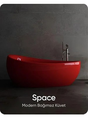 Bathson Space Kırmızı Bağımsız Küvet 172X96X75 cm