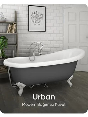 Bathson Urban Mat Gri-Beyaz Bağımsız Küvet 172X80X81 cm