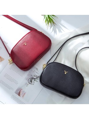 Qiuming Shop 5180 Üç Katmanlı Fermuar Deri Omuz Kadın Crossbody Kadın Telefonu Messenger Cüzdan Küçük Çanta (Yurt Dışından)