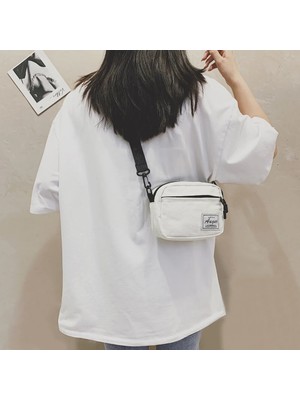 Qiuming Shop Kadın Unisex Fanny Crossbody Günlük Düz Trend Kare Günlük Omuz Paketi Harajuku Kore Çanta (Yurt Dışından)