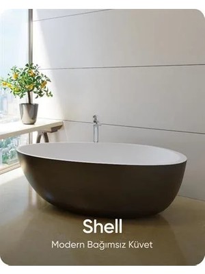 Bathson Shell Siyah-Beyaz Bağımsız Küvet 168X86X57 cm