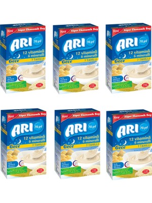 Arı Mama Gece 12 Vitaminli 6 Mineralli Sütlü 7 Tahıllı Pirinç Unu 6'lı 500 gr