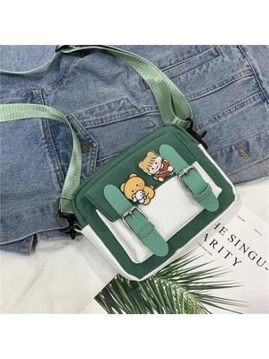 Qiuming Shop Crossbody Kadın Kanvas Kawaii Harajuku Tüm Maç Öğrencileri Kadın Kore Ulzzang Günlük Çanta (Yurt Dışından)