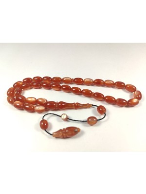 İskeçe Tesbih Muhammed Tacir Usta Eseri Imzalı Multi Color Sıkma Kehribar Sertifikalı 4281