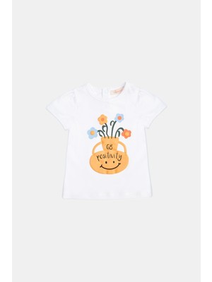 Gb Baby Layette  Kız Bebek Kırık Beyaz Tshirt 23PSSBG2505