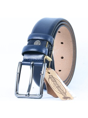 Parscraft Pars Craft Hakiki Erkek Deri Kemer 3,5 cm Lacivert Klasik Kumaş Pantolon Kemeri