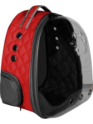 Markapet Kapitone Astronot Kedi Köpek Taşıma Çantası 28*32*40 cm Kırmızı