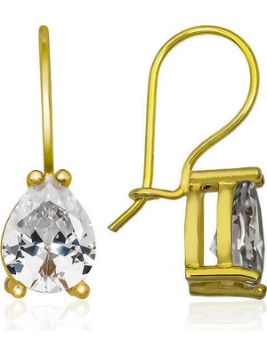 Serra Jewels ​Gümüş Gold Sallantılı Damla Küpe