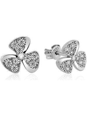 Serra Jewels Gümüş Çiçek Çivili Bayan Küpe