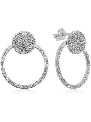Serra Jewels Gümüş Beyaz Halka Küpe