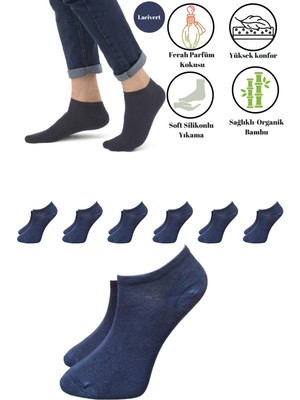 Premium Natural Socks Erkek-Bayan Bambu Lacivert Patik Çorap 6'Lı(Soft Yıkama)(Parfümlü)(Imalattan)