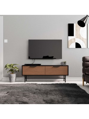 Mezza 4010 Blanco 138 cm (Metal Ayaklı) Tv Ünitesi Siyah Kaplan