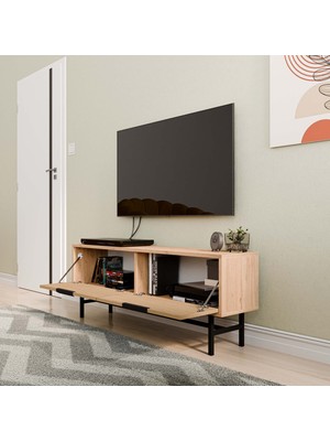 Mezza 4014 Blanco 138 cm (Metal Ayaklı) Tv Ünitesi Sepet Yunus