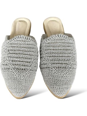 Liger Kadın Dantel İşlemeli Terlik GRİ