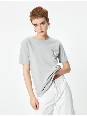 Koton 4SAL10617IK 023 Grı Genc Kız Jersey Kısa Kollu T-Shırt