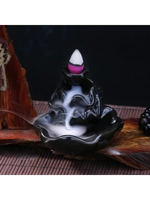 Zhuning Shop 1 Tütsü Brülör A Tarzı Ceramic Monklotus Shaped Mini Buddha Censer Backflow Incense Holder Incense Burner Home Office Teahouse Creative Decor (Yurt Dışından)