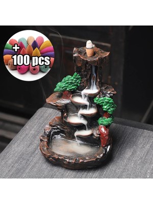 Zhuning Shop 1 100 Adet Bir Stil Tütsü Brülör + Adet Tütsü Koni Dağlar Geri Akış Nehir Şelale Duman Buhurdanlık Tutacağı Aroma Tutucu Ofis Ev El Sanatları (Yurt Dışından)