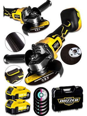 Dozzer Alman Kömürsüz Motor 999VF 25AH 2x Akülü 115MM Taşlama Spiral Kesme Makinesi +5 Taş Hediye
