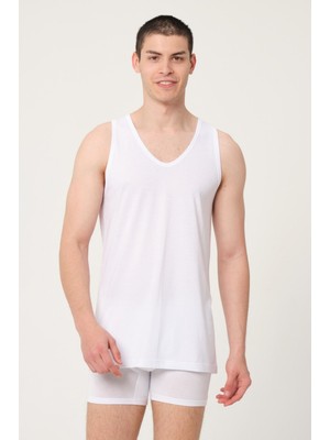 Fsm1453 Erkek Bambu Pamuklu Süprem Penye Comfort Fit Beyaz Atlet 2'li - 431