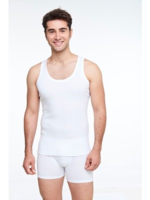 Fsm1453 Erkek Pamuklu Ribana Klasik Beyaz Atlet 2'LI-480-(403)