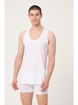 Fsm1453 Erkek Bambu Pamuklu Süprem Penye Comfort Fit Beyaz Atlet 6'lı - 430