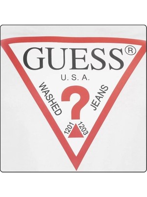 Guess Erkek  Logolu Beyaz T-Shirt