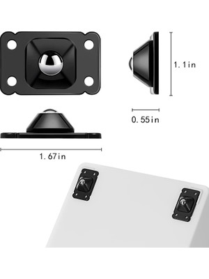 Silhouette 16 Adet Siyah Mini Tekerler Tekerlekler Kendinden Yapışkanlı Paslanmaz Çelik Macun 360 Derece Rotasyon Çöp Tenekesi Tekeri (Yurt Dışından)