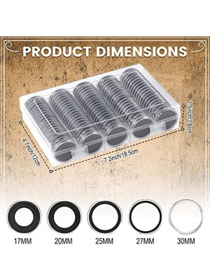 Silhouette 300 Adet 30 mm Madeni Para Kapsülleri Siyah Korumalı Conta Köpüğü ile 5 Boyut (17/19/21.5/25/27/30MM) Madeni Para Tutucu Kılıf (Yurt Dışından)