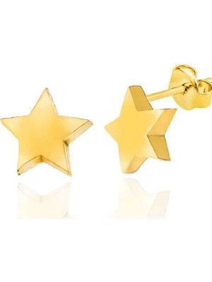 Aya Diamond Gümüş Gold Yıldız Çivili Kadın Küpe