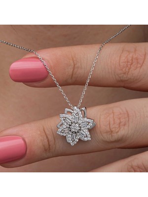 Aya Diamond ​gümüş Yıldız Baget Taşlı  Dönen Stres Kadın Kolye