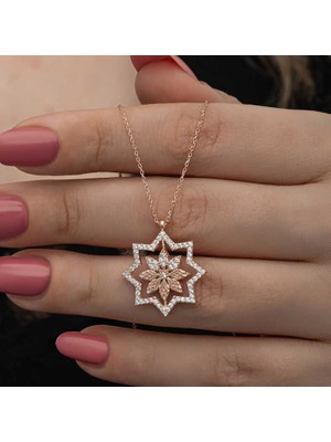 Aya Diamond Gümüş Rose Kar Tanesi Kadın Kolye