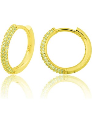 Aya Diamond Gümüş Gold Halka Kadın Küpe