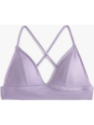 Koton Üçgen Bikini Üstü Dokulu Çapraz Askılı Kaplı