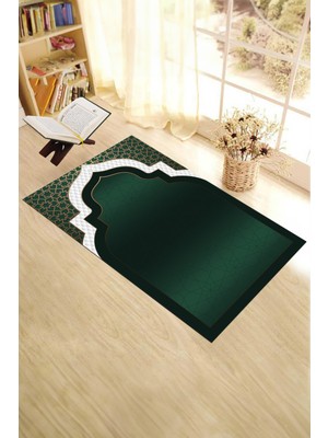 Evdeya Dijital Baskılı Yıkanabilir Silinebilir Modern 70X130 Namazlık Seccade, Seccade-06-Yeşil,
