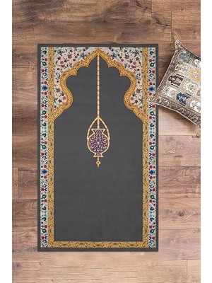 Evdeya Dijital Baskılı Yıkanabilir Şık Motifli Namazlık Seccade 70X130 Cm, Seccade-18-Gri,