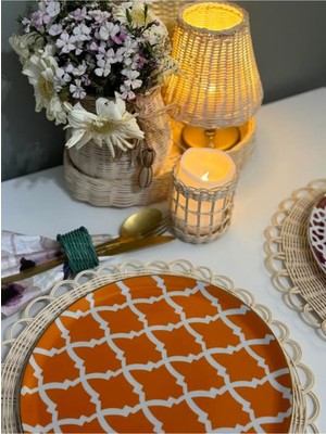 Maison Avf Tealight LED Sütun Rattan Mum Pilli Handmade