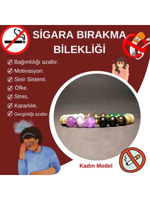 Doğal Taş Bileklik Kolye Sigara Bırakma Bilekliği - 8 mm -Kadın Model