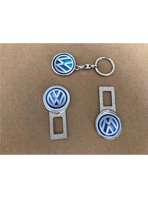 İmza Volkswagen Uyumlu Ikaz Ses Susturucu Metal Toka 1 Çift ve 1 Adet Anahtarlık