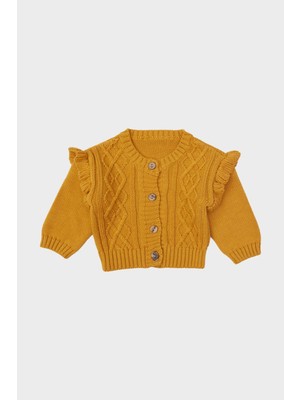 Layette Kız Bebek Sarı Hırka 23FW0LT7702 Renkli Desenli Yumuşak Kumaşlı Şık Tasarım