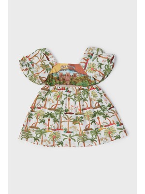 BG Baby Kız Bebek Desenli Elbise Özel Tasarım Askılı Elbise Standart Boy ile Şık Stil