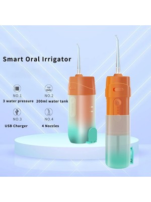 Cdwishbest Yeşil Tarzı Oral Diş Irrigator Stretch Out Taşınabilir Diş Duşu Şarj Edilebilir Su Jeti 4 Nozullar Su Geçirmez 200 ml Tankı Diş Beyazlatmak Için (Yurt Dışından)