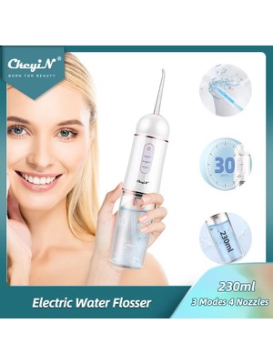 Cdwishbest KQ154G Tarzı Ckeyin Elektrikli Diş Irrigator Şarj Edilebilir Diş Duşu Oral Irrigator 3 Temizleme Modu ile 4 Nozul Diş Su Jeti (Yurt Dışından)