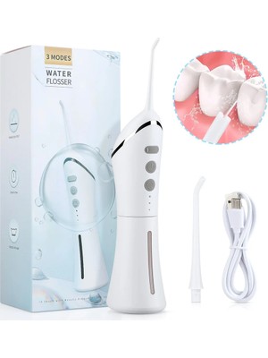 Cdwishbest Beyaz Stil Taşınabilir Oral Irrigator 3 Mod Diş Diş Temizleyici 150 ml Su Deposu Diş Pensesinde USB Şarj Edilebilir Diş Beyazlatma Irrigator (Yurt Dışından)