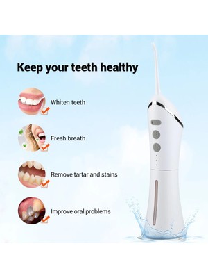 Cdwishbest Beyaz Stil Taşınabilir Oral Irrigator 3 Mod Diş Diş Temizleyici 150 ml Su Deposu Diş Pensesinde USB Şarj Edilebilir Diş Beyazlatma Irrigator (Yurt Dışından)