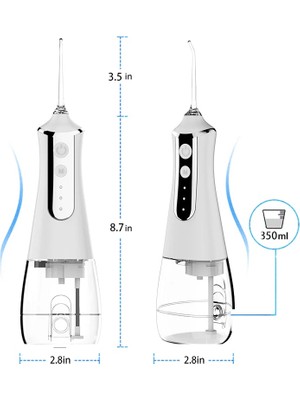 Cdwishbest Beyaz Stil Taşınabilir Oral Irrigator USB Şarj Edilebilir Su Ipi Diş Irrigator Pensesinde Ipx6 Su Geçirmez Diş Temizleyici + 5 Meme (Yurt Dışından)