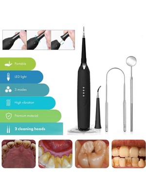 Cdwishbest No.3 Tarzı Temizleme Kafaları ile Ultrasonik LED Elektrikli Oral Irrigator Kiti Ağız Aynası Dil Kazıyıcı Diş Taşı Sökücü Diş Beyazlatmak (Yurt Dışından)